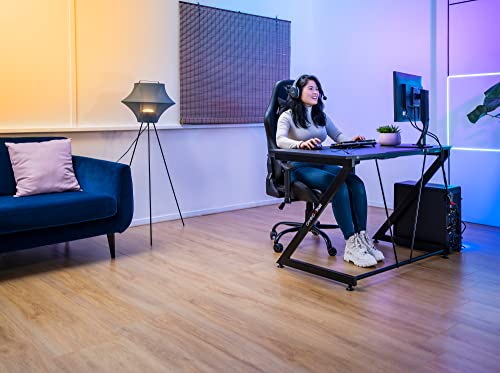 GXT 711X Dominus, Scrivania PC Ergonomica con Supporto per Cuffia e Portabicchiere, Telaio in Acciaio, Sistema di Estione dei Cavi, Scrivania Ufficio - 112 x 72 cm – Nero - Scrivania Gaming - Immagine 1
