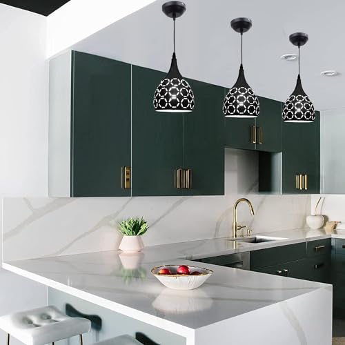Image of GreyWings Single Dome Black Aluminium Hanging Pendant Light for Ceiling, Modern Antique Decor, (Bulb not Included) Pack of 4