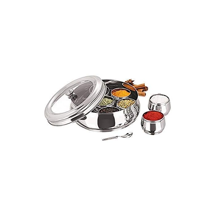 Buy Stainless Steel Indian Belly Shape Spice Masala Box Dabba with See
