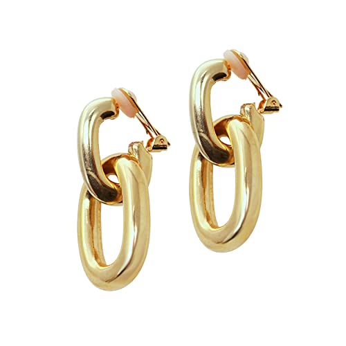 Kenneth Jay Lane Polished Link Drop Doorknocker Earrings (Clip On) #TOP7