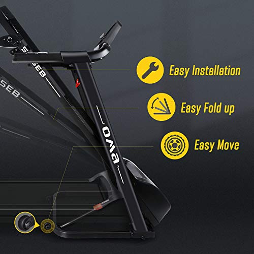 OMA Treadmills for Home, Exercise Treadmill with Incline Folding Treadmills for Running and Walking Max 2.25 HP with LED Display of Tracking Heart Rate, Calories - Black - Thumbnail 4