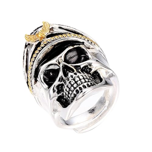 GleaMora Anillo Vintage Personalizado Cabeza de Calavera Anillo Masculino Día de San Valentín Luz Lujo Diario Casual Anillo Aniversario Joyería Regalo