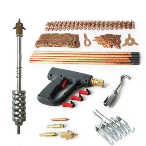 86 piezas de accesorios spotter caja herramientas reparación abolladuras kit juego abolladuras con Dent Puller Slide Hammer Pistola soldadura por puntos Pulling Claw Hook