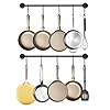 Black Steel-made Kitchen Utensil Rack Organizer Wall-mounted Pot Pan Wall Hanger Holder For Hanging Rail with 10 S Hooks