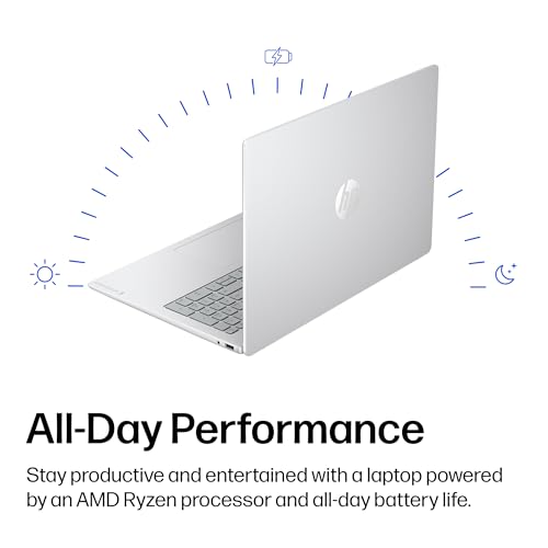 Image of HP OmniBook 3 16 inch Laptop PC, 2K Touchscreen, AMD Ryzen 5 40, 8 GB RAM, 512 GB SSD, AMD Radeon 610M GPU, Windows 11 Home, Glacier Silver, 16-by0499nr