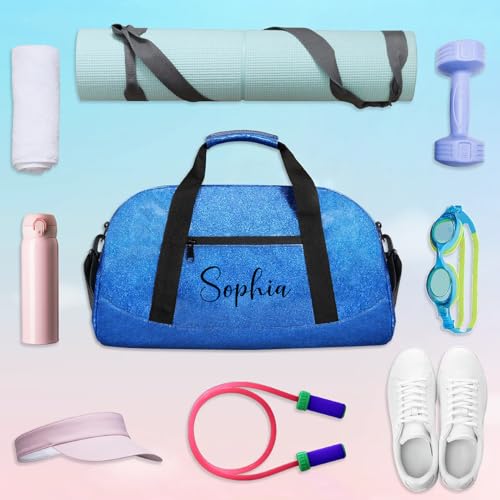 Blue-Glitter-Dance-Bag for-Girls-Kids Custom-Duffel-Bag Gym-Bag with Name Small Glitter Travel-Bag Sports Bag for Kids4