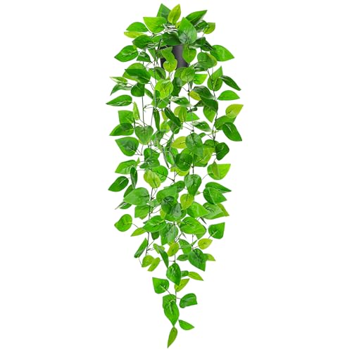 Der Rose Kunstpflanze 86cm Hängepflanze Künstlich Pothos für Wohnzimmer Flur Schlafzimmer Badezimmer Deko