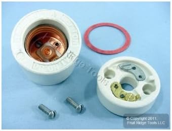 Miniatura 3 de Leviton 30 portalámparas incandescentes, base media, porcelana de dos piezas 660W-600V sin llave con dos tornillos de montaje de 8-32 por 12