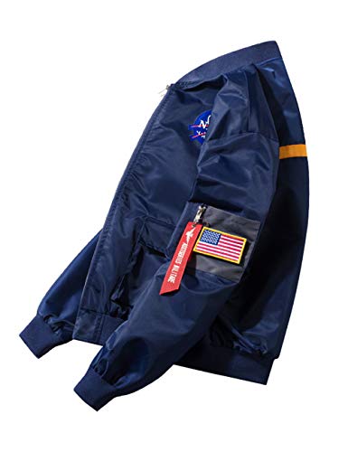 RINTONIX Men's Zip Up Softshell Waterproof Military Outerwear Flight Jacket NASA Flag Windbreaker Bomber Jacket2