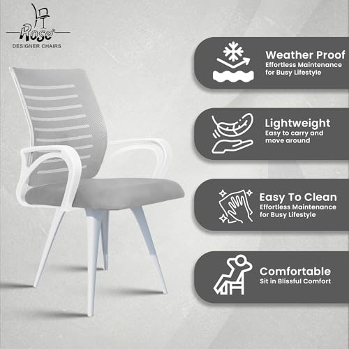 Image of ROSE Elite | 3 Years Brand Warranty | Ergonomic Office Chair, Study, WFH, Revolving, Rolling, Desk, Task, Laptop, Student Chair (White & Grey, Elite MB Reception)