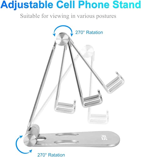 WIMAHA Soporte Teléfono Móvil,Multiángulo Soporte Mesa, Escritorio Aluminio,Soporte Plegable para Phone 15 14 13 XS XS MAX XR X 8 7 6 Plus, Samsung S8 S7, Huawei, Otras Smartphones (Plateado) - Imagen 4