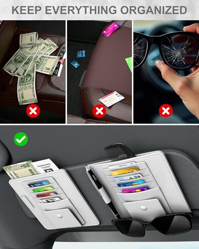 Image of FEDUS Premium Car Organiser and Storage Car Document Holder, Sunglasses Holder for Car, Car Sun Visor Organizer Car all New Accessories Multipocket Pouch Auto Interior Accessories for Truck, SUV, Van