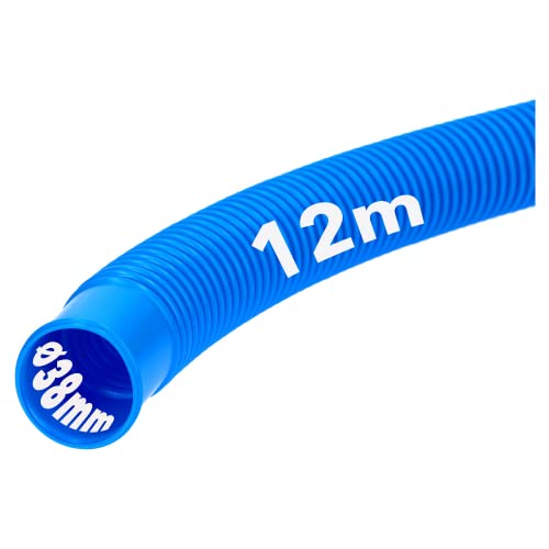 12 mètres Kalitec tuyau de piscine 38mm, bleu I Tuyau de piscine 38 mm I Tuyau pour pompe de piscine I Made in Germany I Résistant au chlore I Indéformable I Résistant au passage
