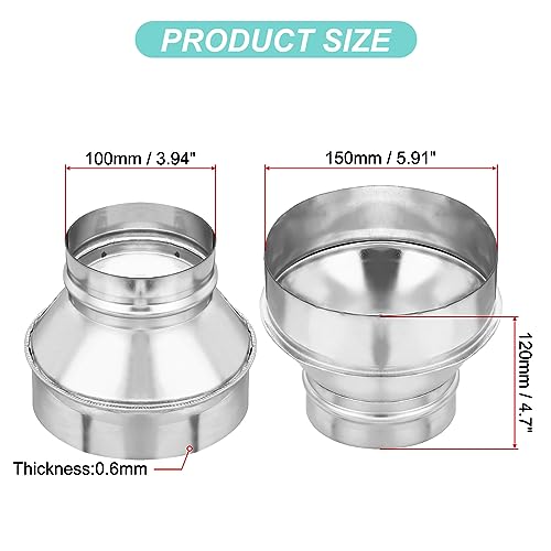 PATIKIL Ducting Reducer 150mm to 100mm, 6 to 4 Inch Metal Air Ducting
