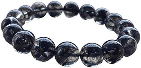 11mm Certificate Natural Black Rutilated Quartz Crystal Clear Round Beads Women Men Bracelet AAAAA