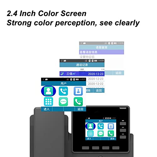 Telefone SIP, 100-240V Visor colorido de 2,4 polegadas Discagem rápida Gravação de chamadas telefôni