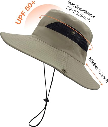 Image of Sun Hat for Men, Wide Brim Summer Protection Cap, Round Cap for Men, Beach Fishing Hat for Hiking, Fishing, Gardning, Travel