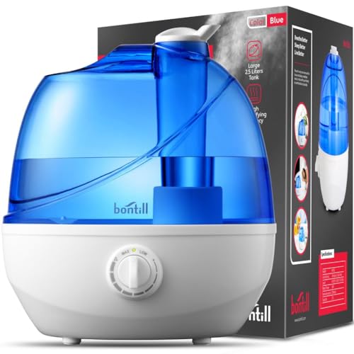 Cool Mist Humidifiers for Bedroom & Large Room (2.5L Water Tank) Quiet Ultrasonic Air Humidifier For Babies Nursery, Office, Indoor Plants & Whole House -Adjustable 360 Rotation Nozzle, Auto-Shut Off by bontill - Used condition - US$24.48