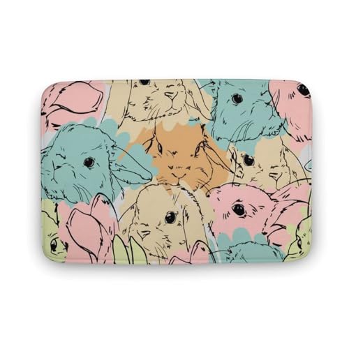 バスマット お風呂マット うさぎ 足ふきマット マイクロファイバー 速乾 吸水 滑り止め 柔らか もこもこ 浴室 脱衣所 キッチン 丸洗い可能 手入れ簡単 19.7"x31.5"