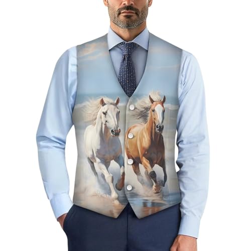 Men's Woven Cloth Suit Vest Casual Waistcoat Tuxedo Vests Sleeveless Jacket Suit Vest for Groomsman