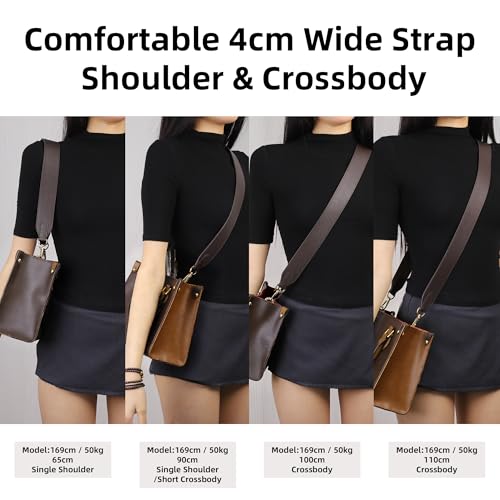 Image of DGAZ Vachetta Leather Crossbody Strap for ONTHEGO bag with Gift Box, Handmade DIY purse strap (1.5 Inch Wide,43.3 Inch Long; Color Blocking (Wide Strap))