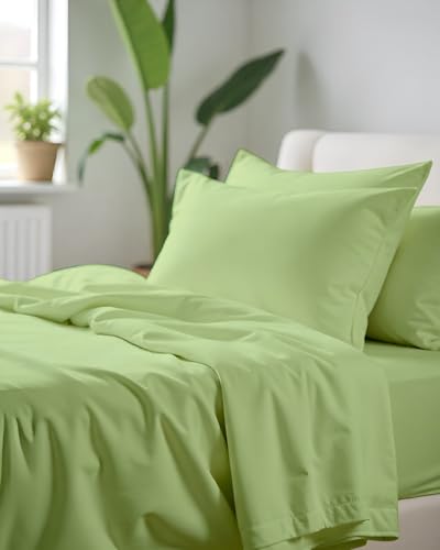 Image of Microfiber King Size Bedsheet with 2 Pillow Covers | Ultra Soft & Breathable Flat Sheet | Wrinkle-Resistant, Premium Comfort for Everyday Use|Size (108 inch x 108 inch) Sage