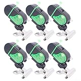 Angelalarm, 6-teiliges Set mit LED-Licht und Sound, ABS-Kunststoff und Metall, entworfen, um sicher an mehreren Angelruten zu befestigen (Metall schwarz)
