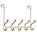 Price comparison product image iDesign York Lyra Wardrobe Storage with 5 Double Hooks, Over the Door Hanger for Jackets, Scarves, Bags, and Towels, Made of Metal, Gold Brass