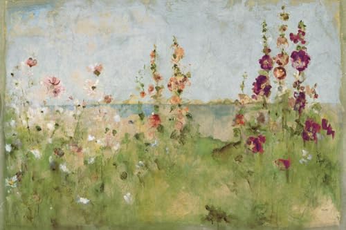 ART.COM Wall Art Print Hollyhocks by the Sea 36x24