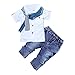 FAMILIZO Chicos Niños Bebé Trajes De Ropa Manga Corta Camisetas Tops + Bufanda + Pantalones Vaqueros Trajes De Ropa (5T)