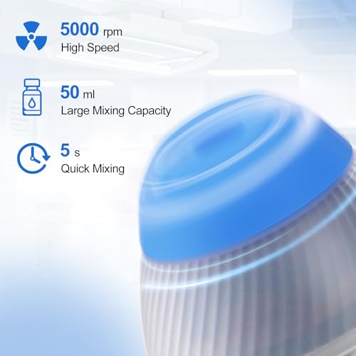 Image of 4E's USA Lab Mini Vortex Mixer & Steel Balls Set: Paint Shaker with 5000rpm | 6mm Orbital Diameter| Anti-Slip Foot & Brushless Motor, Ideal for Tube, Nail Polish, Paints & Lash Adhesive Mixing, Blue