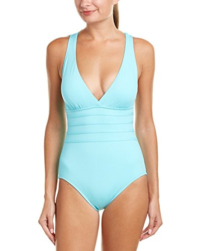 La Blanca Women's Island Goddess Multi Strap Cross Back One Piece Swimsuit, Ice Blue, 4