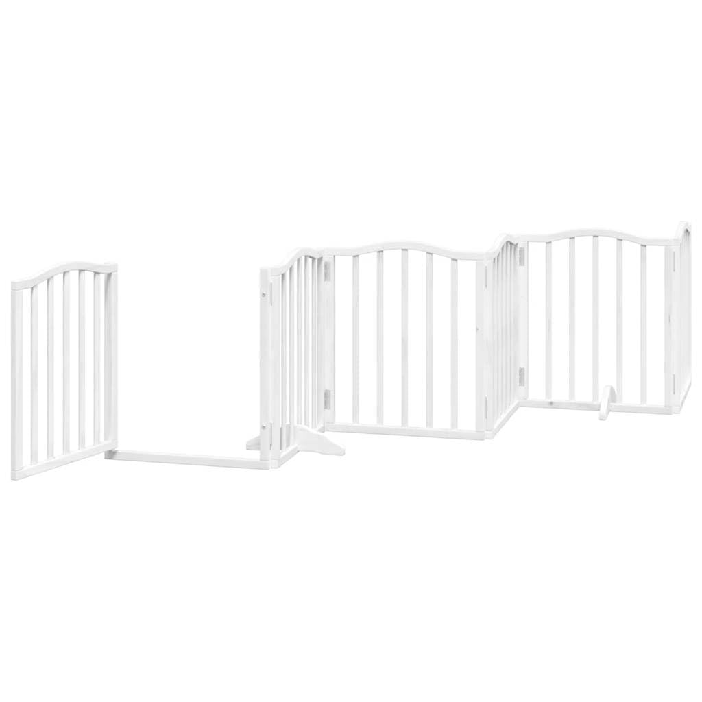 Homgoday Barrera para Perros,Barrera de Seguridad para Perros Mascotas,para Escaleras y Puertas Puerta para Perros Plegable 9 Paneles Madera álamo Blanca 450cm