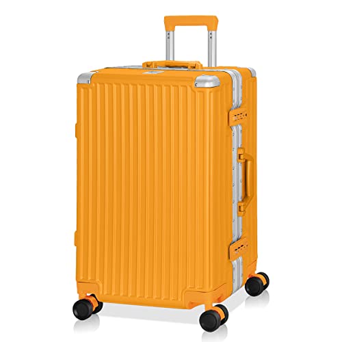 Image of AnyZip Luggage PC+ABS Aluminum Frame Zipperless Checked Luggage Hard Shell Suitcase with TSA Lock Double Spinner Wheels 24 Inch Orange