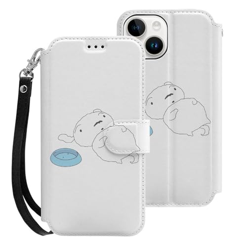 クレヨンしんちゃん シロ iPhone15用ケース 手帳型 スマホケース アイホン15用 財布型カバー カードポケット スタンド機能 誕生日ギフト 人気 男女兼用