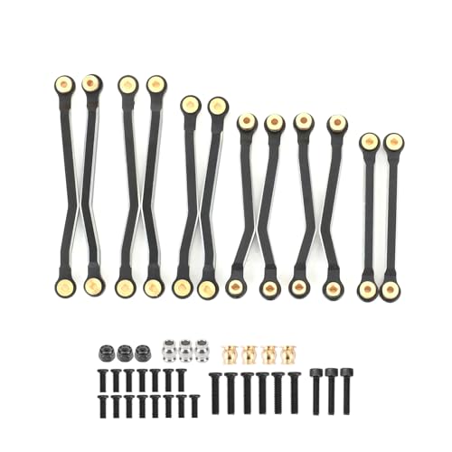 Image of RCAWD Arktos Full RC Linkage Installed Set 12pcs Toe Links for Hobby Plus HB 1 /18 CR-18P 6X6 Front Center Rear Tie Rod Upgrade Parts Black
