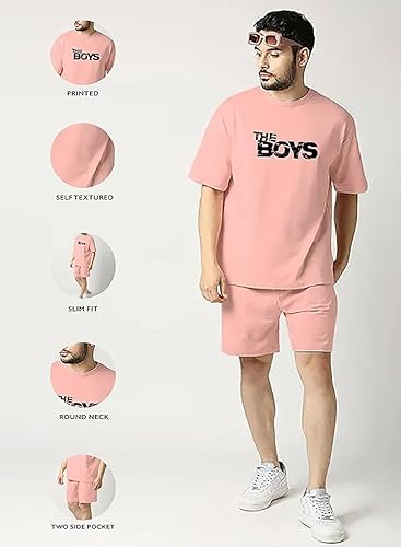 Image of ELLITI Cotton Blend Casual Round Neck Printed T-Shirt and Shorts Set, Men's Pyjama Co-Ord Set, Sleepwear & Loungewear, Summer Night Wear, Night Suit, Night Dress,Beach Weaver Suit For Men.
