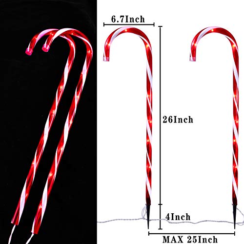 GAGALIFE 26" Christmas Candy Cane Pathway Markers Lights,18Ft Total Lenghth with 100Lights, 10 Pack 26Inch Candy Cane Lights(Red-White) for Christmas Lights Decorations - Thumbnail 7