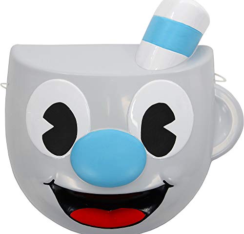 Mugman Mask King Features Cuphead Halloween Costume Accessory, One Size, 10 1/4" x