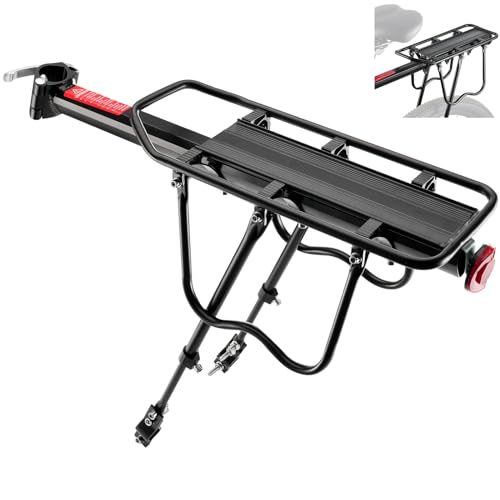 Mountainbike Gepäckträger Maximale Belastung 100kg mit Reflektor,Aluminiumlegierung,Vor und zurück einstellbar,Universal-Gepäckträger Schnelle Installation für 24-28 Zoll Fahrrad Rennrad E-Bike MTB