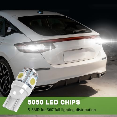 10 Pack Bombillas LED 194 T10 6-SMD 3030 Chip Blanco miniatura 7