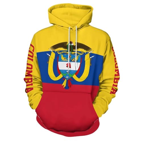 Sweatshirt casual homme drapeau colombien jaune pull a capuche oversize habit sport