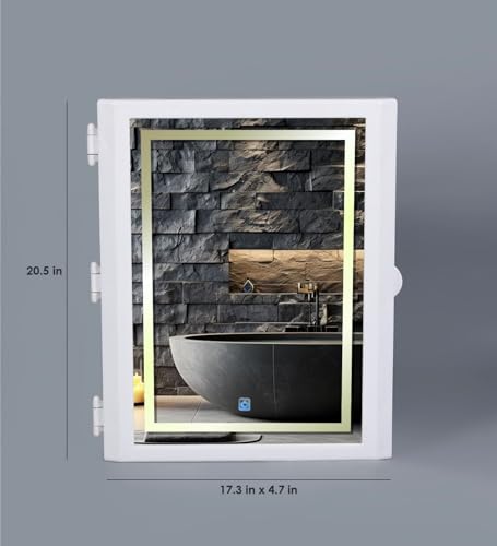 Image of CIPLA PLAST Flora LED Mirror Cabinet | Wall Mounted Bathroom Mirror Cabinet with 5 Shelf Storage | 3-Color Mode and Dimmer Light Function | BRC - 740 LED (White)