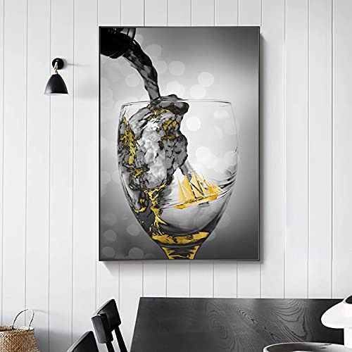 Affiche d'or imprimé toile pour salon chic et moderne