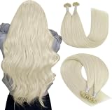 YoungSee Extension Cheveux Naturel Keratine Blond Platine Extension Keratine Cheveux Naturel Blond 35 cm Extensions KéRatine 1g Extensions Cheveux a Chaud Blonde Courts 50 Meches/50g 14 Pouces