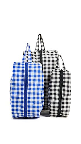 BAGGU 3D Zip Set, Expandable Nylon Zip Pouch 3 Pack for Travel and Organization, Gingham