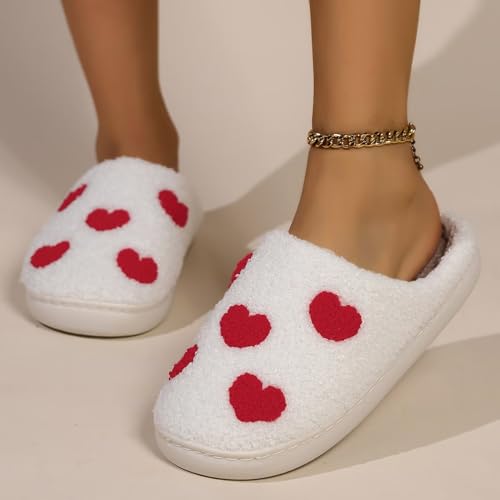KEYUSHOP Love Slippers for Women Mens Fuzzy Heart Slippers Winter Couple Shoes Slip-On Preppy Slippers3