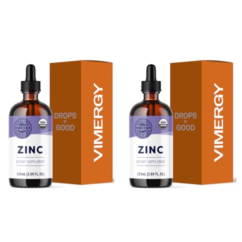 Image of VIMERGY USDA Organic Zinc Supplements for Women & Men (7.5mg Liquid Zinc Per Serving) Fast-Absorbing Immune Support, Promotes Healthy Bones & Skin, Vegan, Up to 57 Servings (115 mL) (Pack of 2)