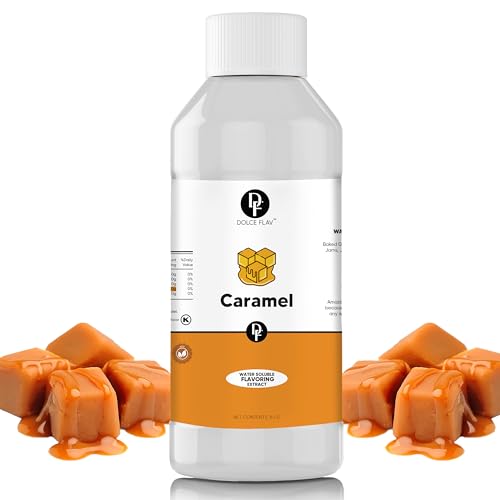 Dolce Flav Natural Caramel Extract – 8 Ounce Water-Soluble Kosher,
