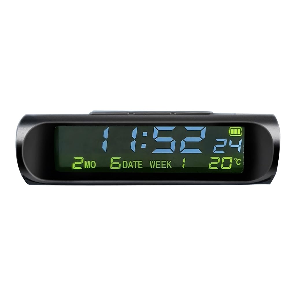 QUEENYARD Car Digital Clock,Car Truck Dashboard Clock Clocks Display Time with Week Date Alarm